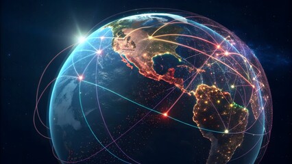 Global Connectivity and Network Visualization Over Earth at Night