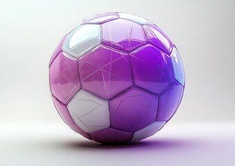 Fototapeta premium 3d white and violet leather soccer ball