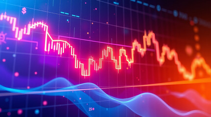 visualitation stock market chart with gradient background