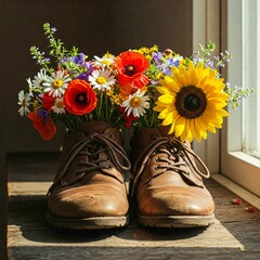 boots and flowers