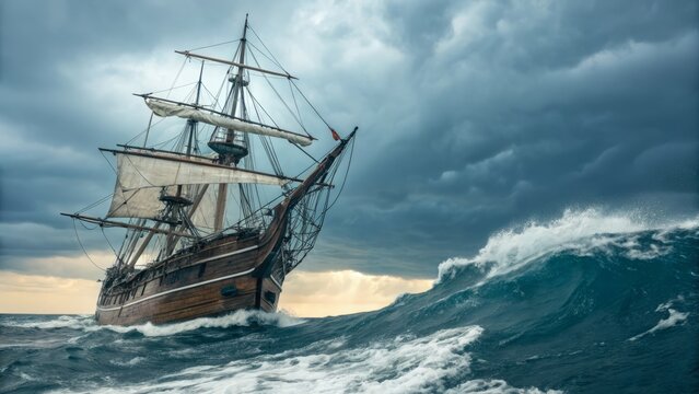 Epic Whaler Ship at Sea: Dramatic Ocean Photography