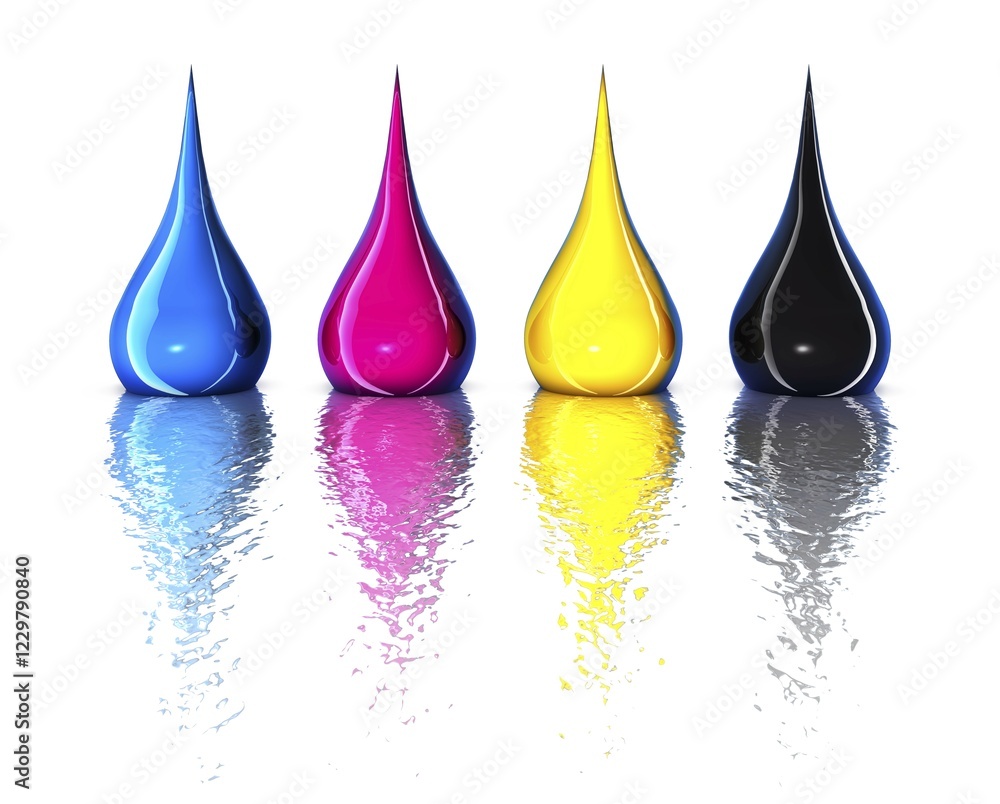Poster 3d rendering of a cmyk concept