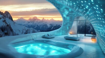 Fototapeta premium A futuristic open-plan home with smart temperature zones for energy efficiency.