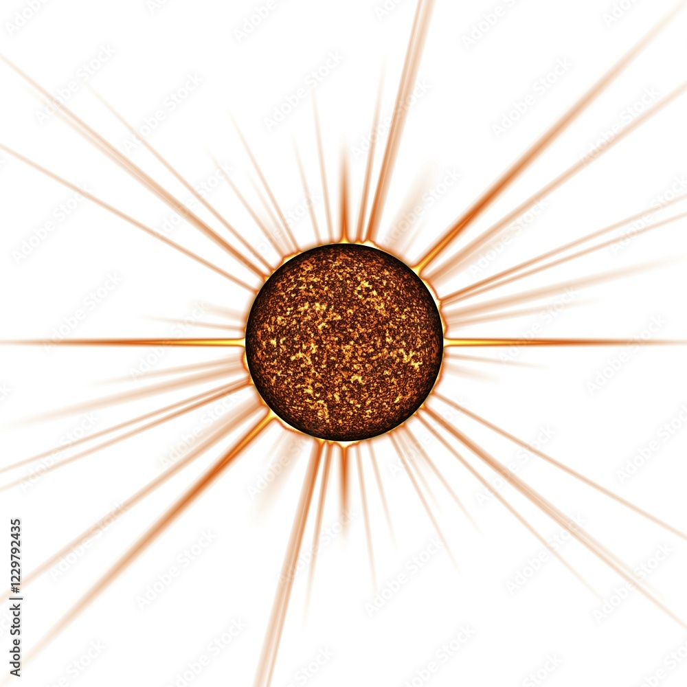 Poster 3d rendering of the sun and rays isolated on