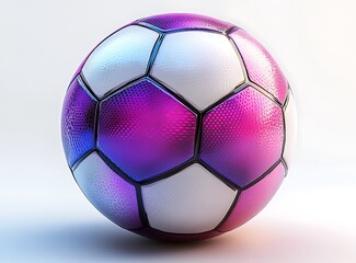 3d white and violet leather soccer ball