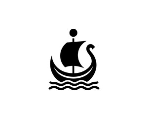 Viking Ship Logo Design Template