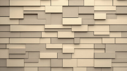 Obraz premium Modern brick wall design with textured surface in neutral tones, showcasing contemporary aesthetic. Ideal for interior or exterior applications