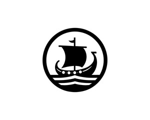 Viking Ship Logo Design Template