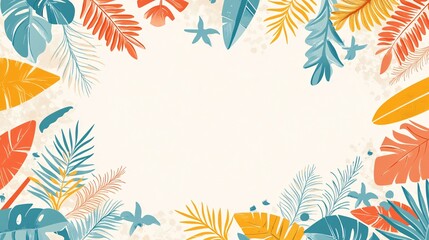 Obraz premium Tropical Leaf Border Design Template Background