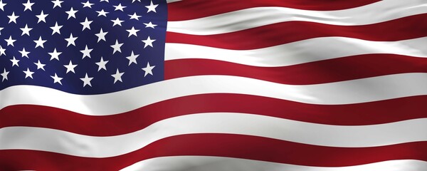 Flag of the United States of America using as panorama background, 3d rendering