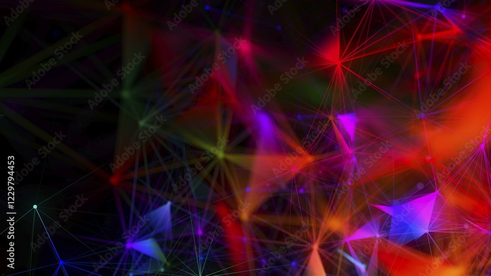 Poster abstract polygonal space background with connecting dots and lines. 3d rendering