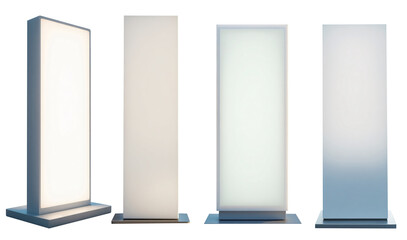 White rectangular pylon stand on street mockups