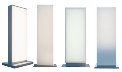 White rectangular pylon stand on street mockups