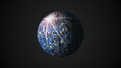 Sphere with visual wave oil surface, modern abstract 3d rendering backdrop