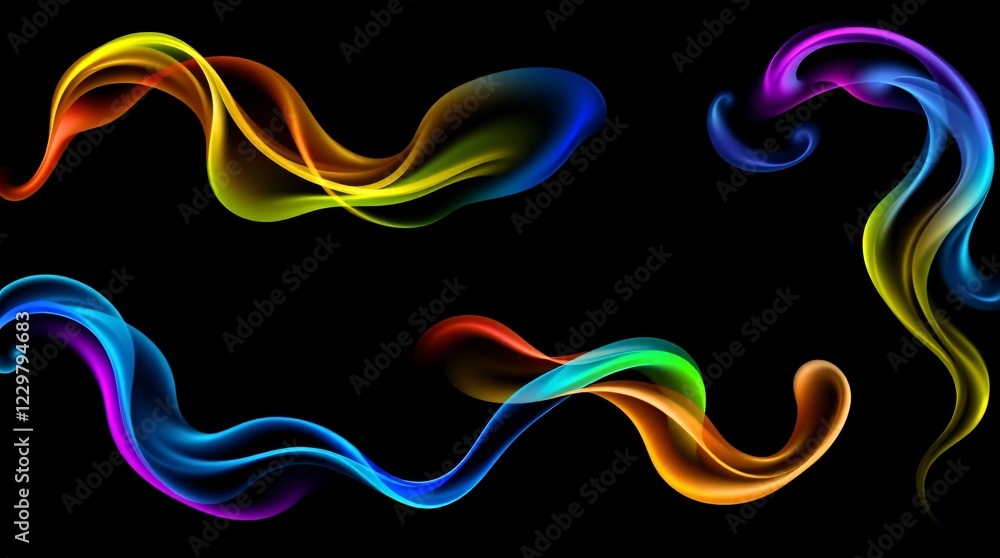 Poster abstract colorful gradient lines set black background