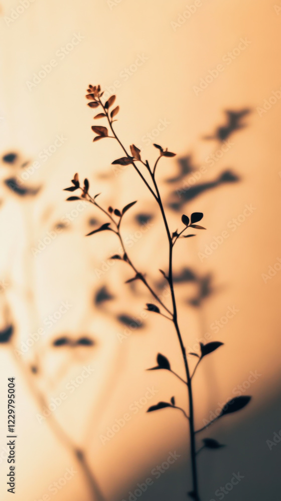 Poster shadows of leaves create intricate patterns on a textured wall in warm afternoon light
