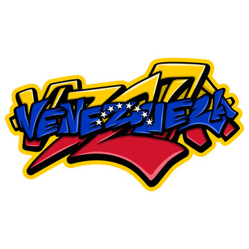 venezuela country flag in graffiti art style