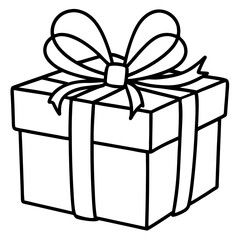 Artistic outline of a wrapped gift and bow