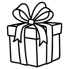 Artistic outline of a wrapped gift and bow
