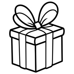 Artistic outline of a wrapped gift and bow