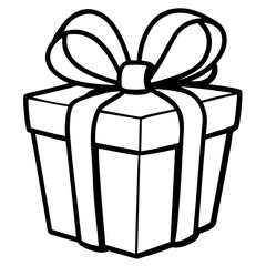 Artistic outline of a wrapped gift and bow