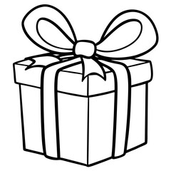 Artistic outline of a wrapped gift and bow