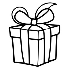 Artistic outline of a wrapped gift and bow