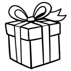 Artistic outline of a wrapped gift and bow