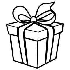 Artistic outline of a wrapped gift and bow