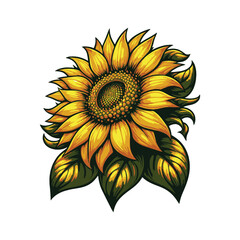 Fototapeta premium Sunflower blooming vector art illustration