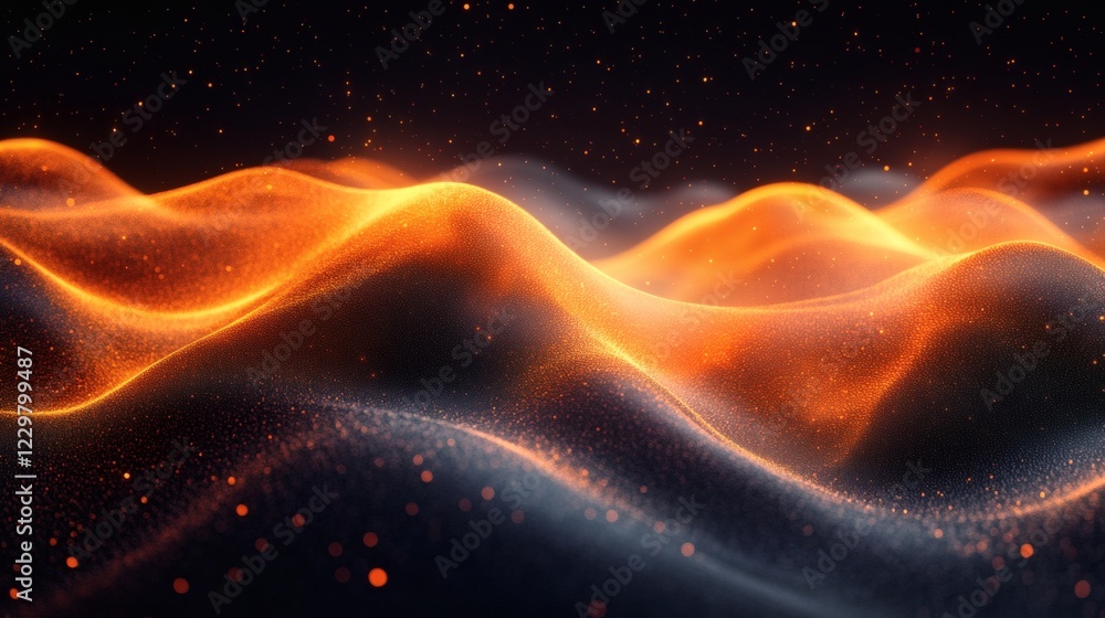 Poster vibrant orange black abstract background with a smooth wave flow and grainy noise texture ideal for 