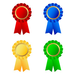 Award ribbons set with gold accents. Vector illustration