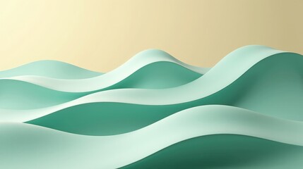 A minimalist non-representational design featuring gentle wave patterns, soothing gradients in light teal and cream, and a smooth, textured surface.