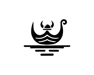 Viking Ship Logo Design Template