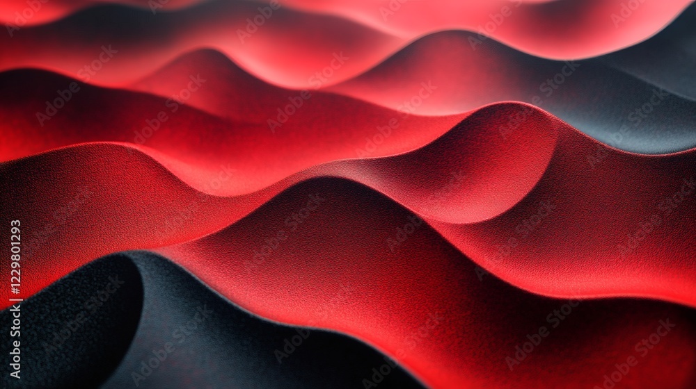 Poster vibrant red black abstract waves with a grainy texture and noise effect ideal for a bold and energet