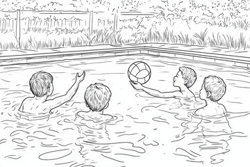Kids Playing Water Polo in a Swimming Pool