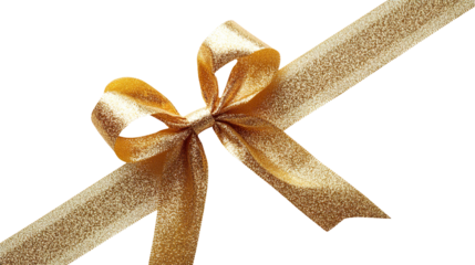 Golden ribbon and bow, cut out