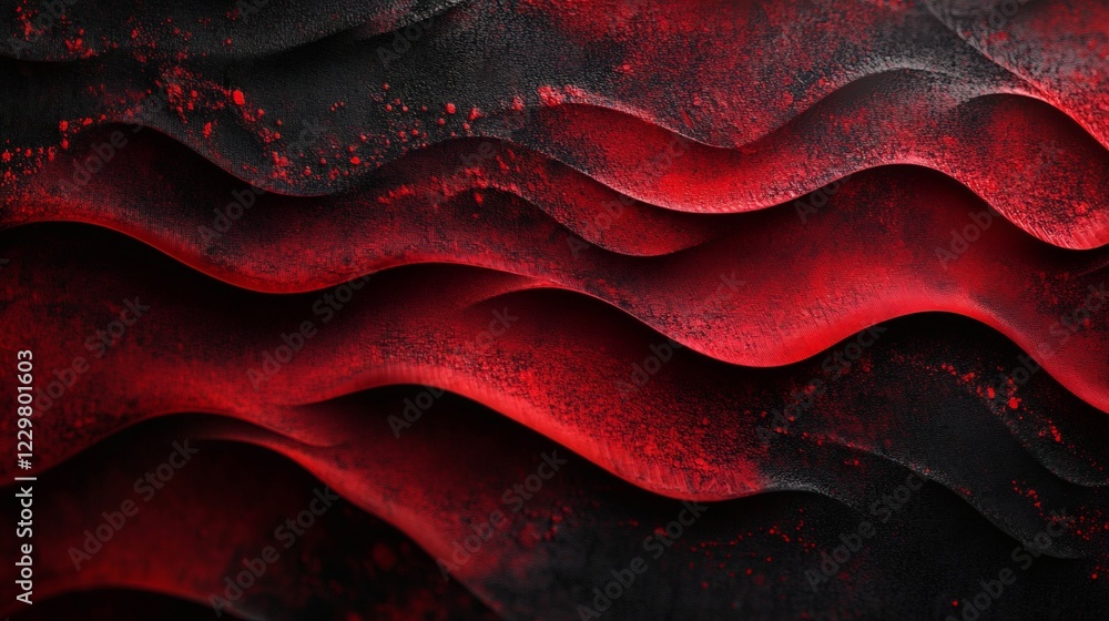 Poster vibrant red black abstract waves with a grainy texture and noise effect ideal for a bold and energet