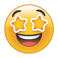 Star eyes emoji showing excitement on transparent background