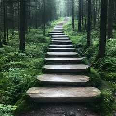 Obraz premium Forest path steps nature walk journey