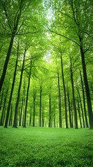 Lush green forest, sunlight, spring. Nature wallpaper