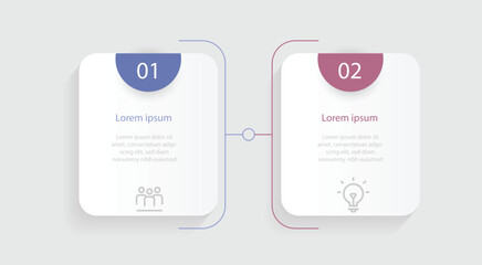 2 template infographic design, timeline with paper style and 2 step model