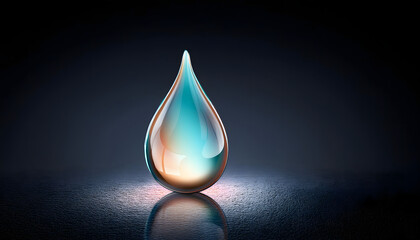 Fototapeta premium Shiny water droplet with reflection and purity