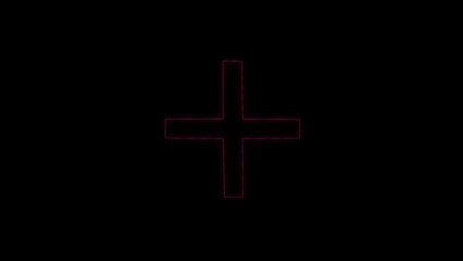 Neon abstract medical plus icon blinking icon. glowing plus icon blinking on black background.