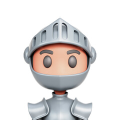 Knight Avatar 3D Rendering Icon Isolated Transparent Background