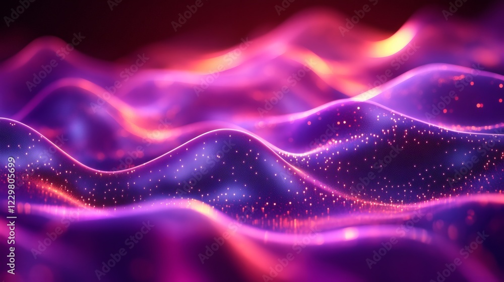 Poster vibrant ultraviolet wave patterns dynamic abstract designs and glowing threedimensional textures cre