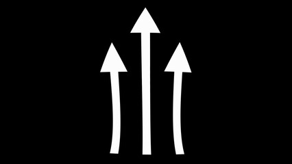 Direction arrow icon. up side indicating arrow on black background. curve arrow. up.