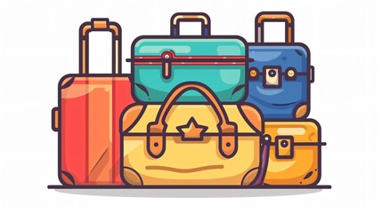 Cartoon Holiday Trip Luggage Icon for Travel Bags