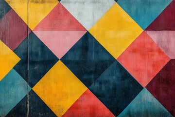 Colorful Geometric Diamond Pattern Wall Art Background