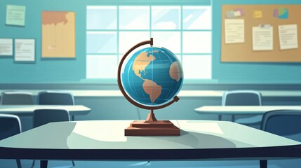 Global Education Concept for Schools - Flat Vector Illustration